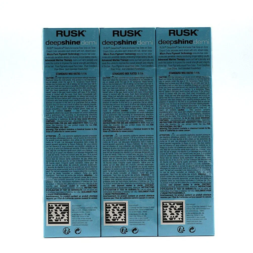 RUSK‎ Deepshine Demi Hair Color 6.8CH Dark Chocolate Blonde 100ml 3-Pack NEW